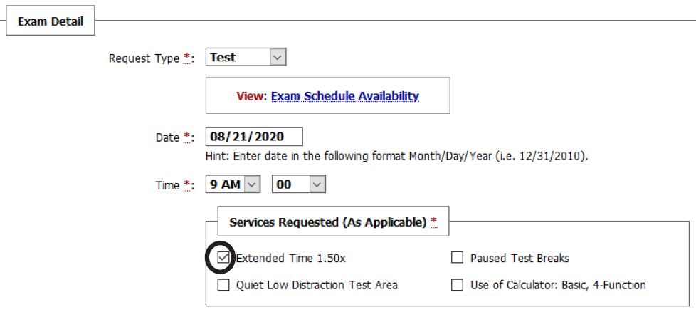 AIM screenshot of the Exam Detail window.